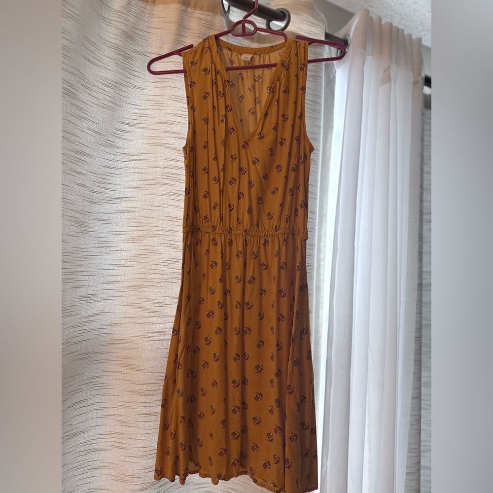 Floral Mustard Sleeveless Dress